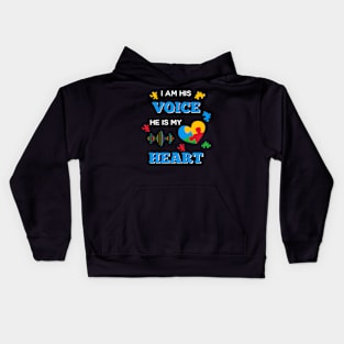 I am his voice Autism Awareness Gift for Birthday, Mother's Day, Thanksgiving, Christmas Kids Hoodie